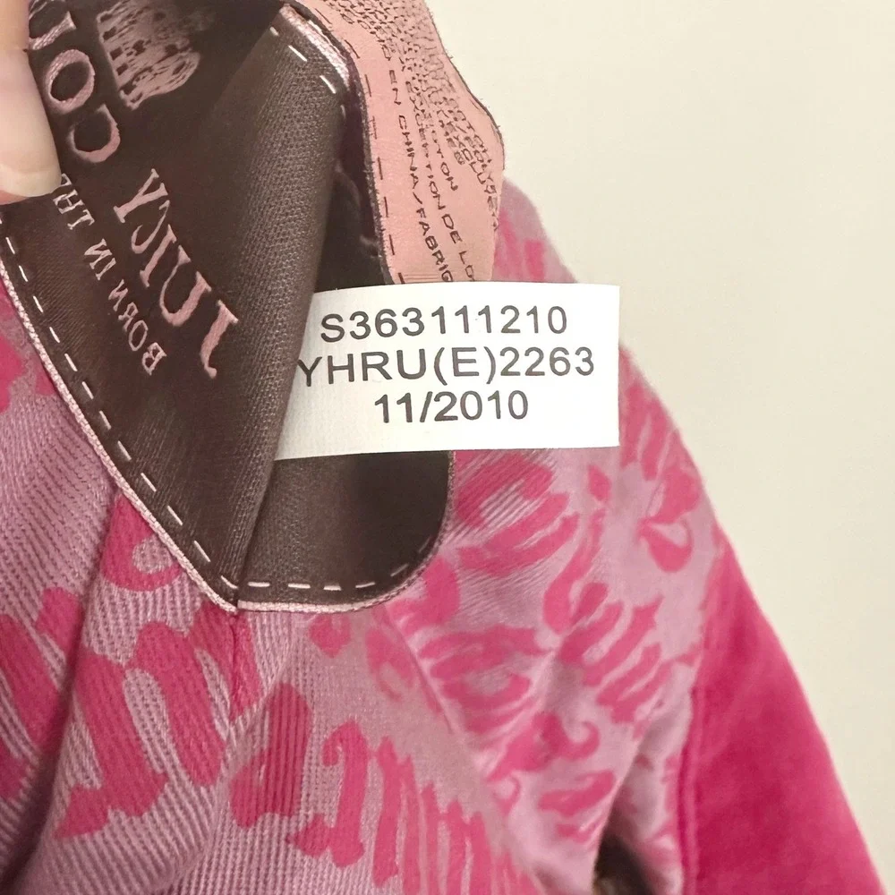 VTG Juicy Couture Pink/Gold Velour Daydreamer Shoulder Bag Y2K 2010 Crest Charm